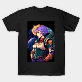 Anime Girl Space Astronaut with Colourful Hair T-Shirt